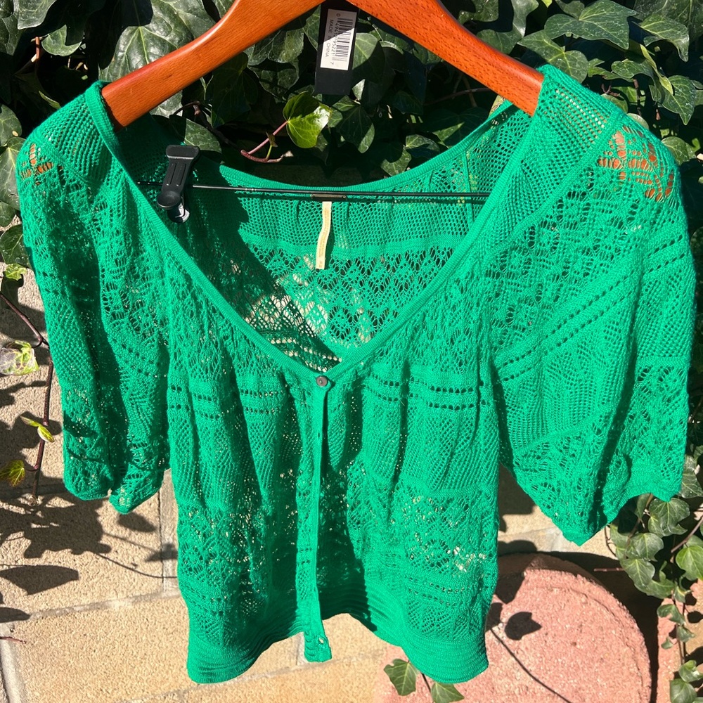 Free people green crop top shirt